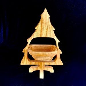 Vintage John Keim One Piece Collapsible Basket Pear Tree Handmade Wood Like New